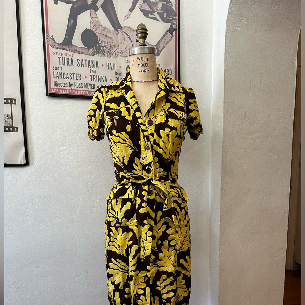 Yellow safari floral Diane Von Furstenberg dress DVF